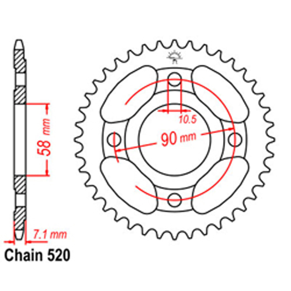 REAR SPROCKET - STEEL 31T 520P