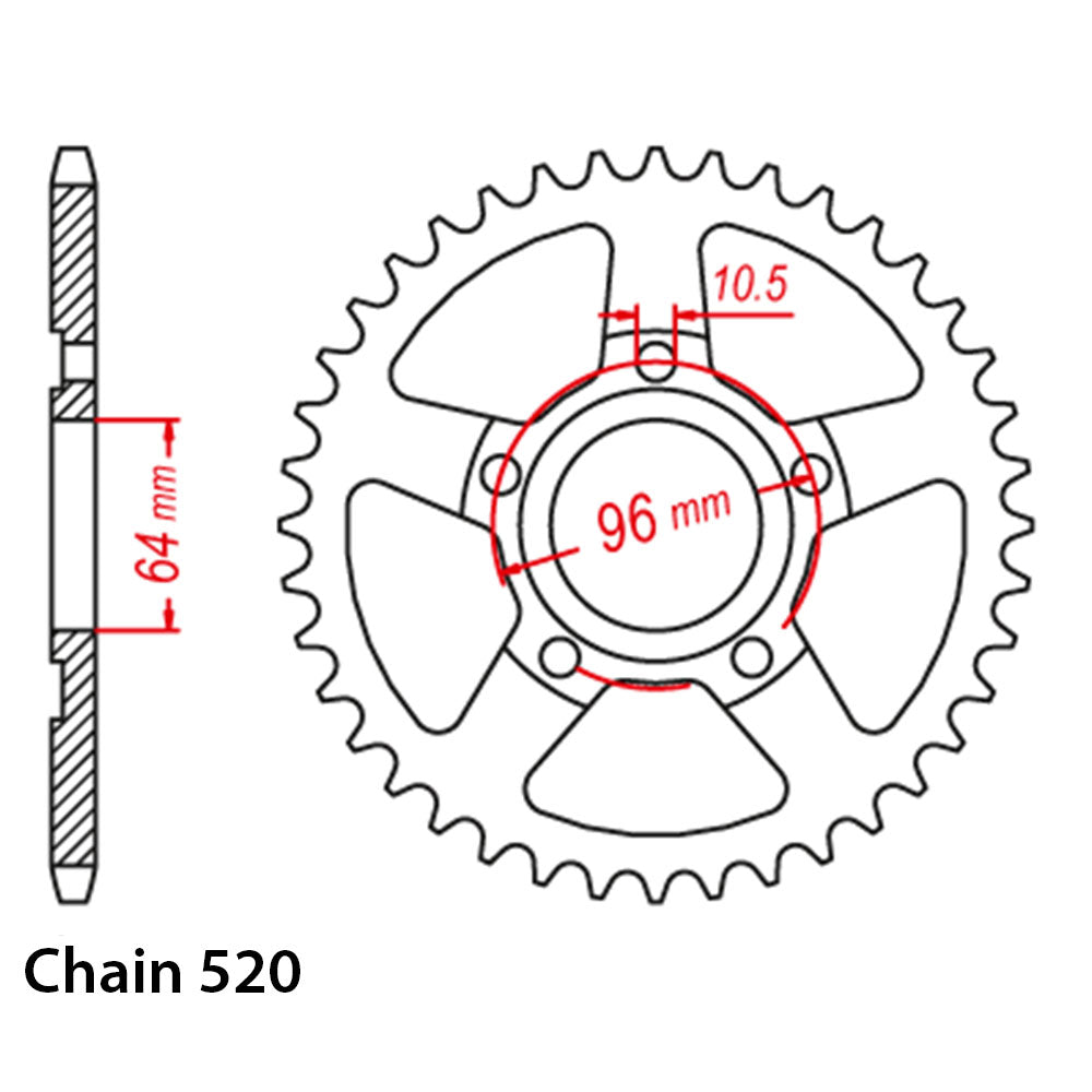 REAR SPROCKET - STEEL 50T 520P