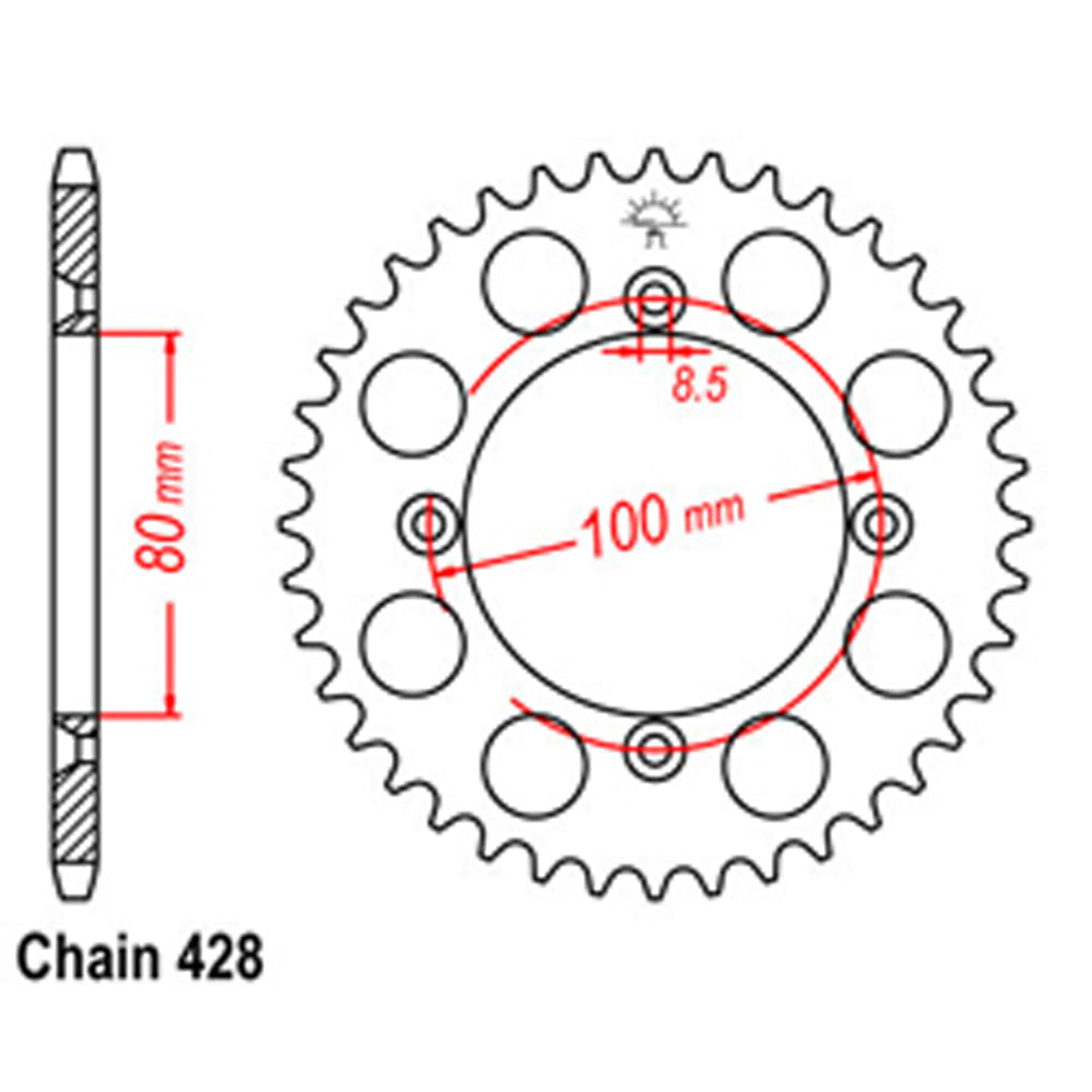 REAR SPROCKET - STEEL 50T 428P