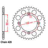 REAR SPROCKET - STEEL 50T 428P