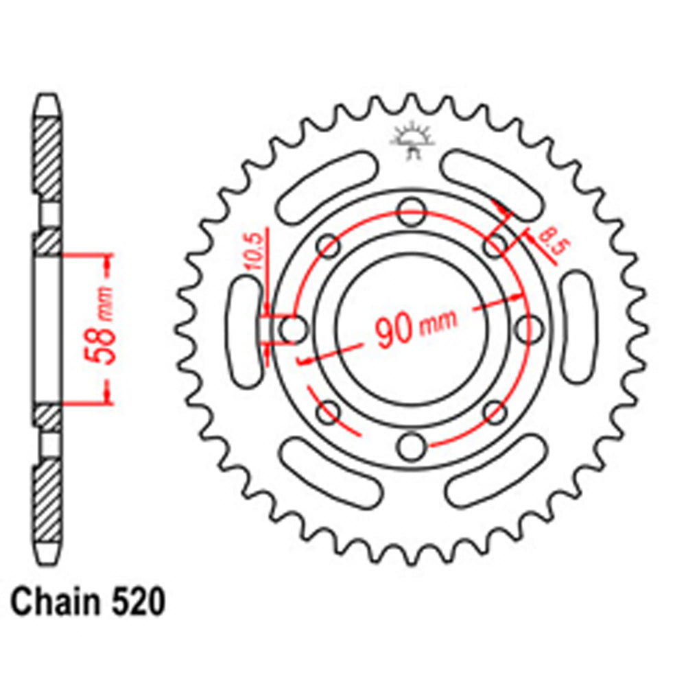 REAR SPROCKET - STEEL 32T 520P D/D