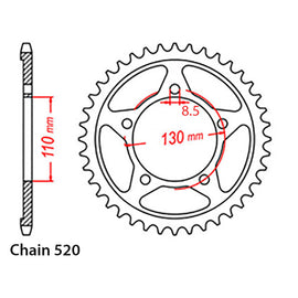 REAR SPROCKET - STEEL 40T 520P