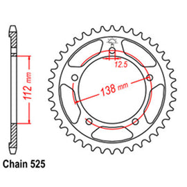 REAR SPROCKET - STEEL 47T 525P