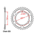 REAR SPROCKET - STEEL 40T 525P