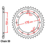 REAR SPROCKET - STEEL 43T 530P D/D