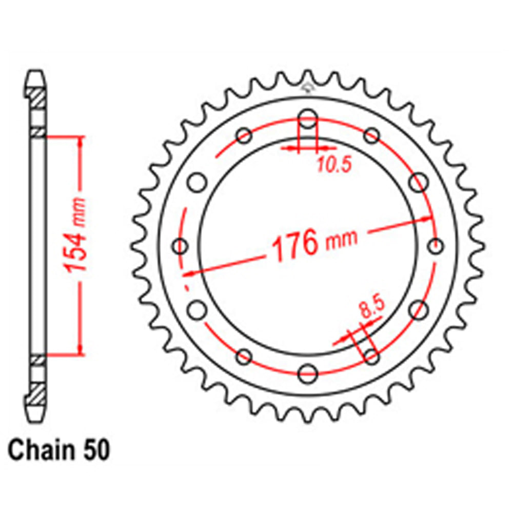 REAR SPROCKET - STEEL 44T 530P D/D