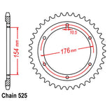 REAR SPROCKET - STEEL 43T 525P