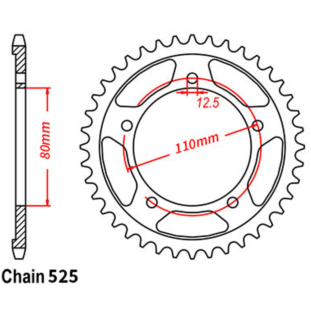 REAR SPROCKET - STEEL 42T 525P