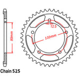 REAR SPROCKET - STEEL 44T 525P