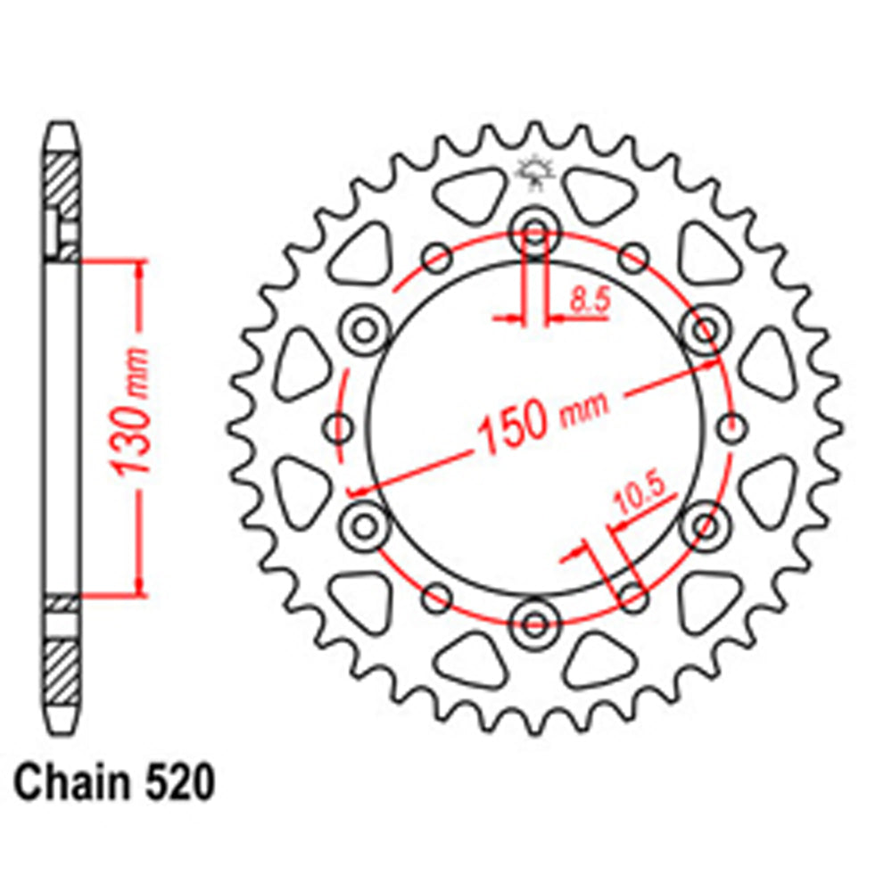 REAR SPROCKET - STEEL 43T 520P D/D