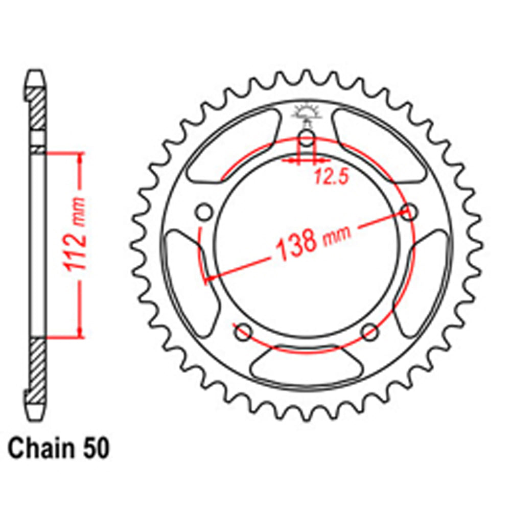 REAR SPROCKET - STEEL 44T 530P