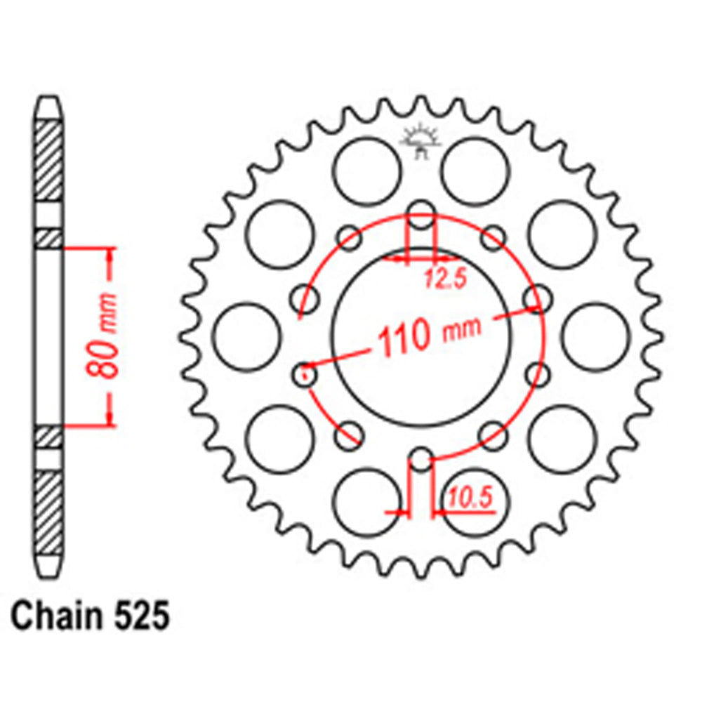 REAR SPROCKET - STEEL 36T 525P D/D