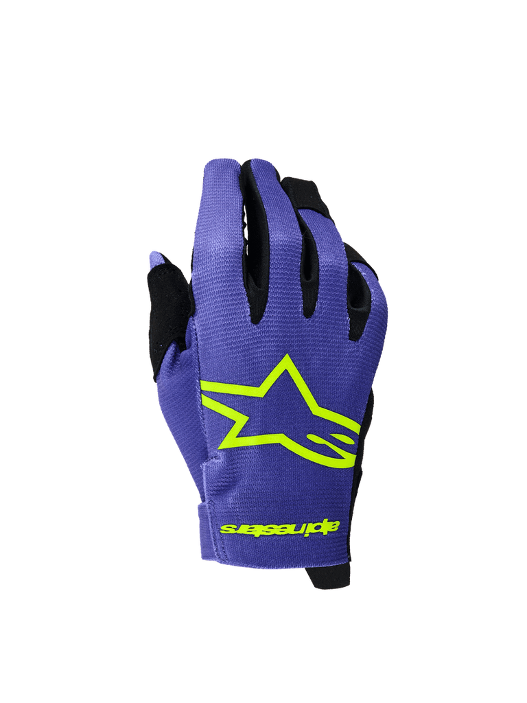 Alpinestars 2026 Youth Radar Gloves - Purple/Fluro-Yellow - View 1 | Everest Motorcycles