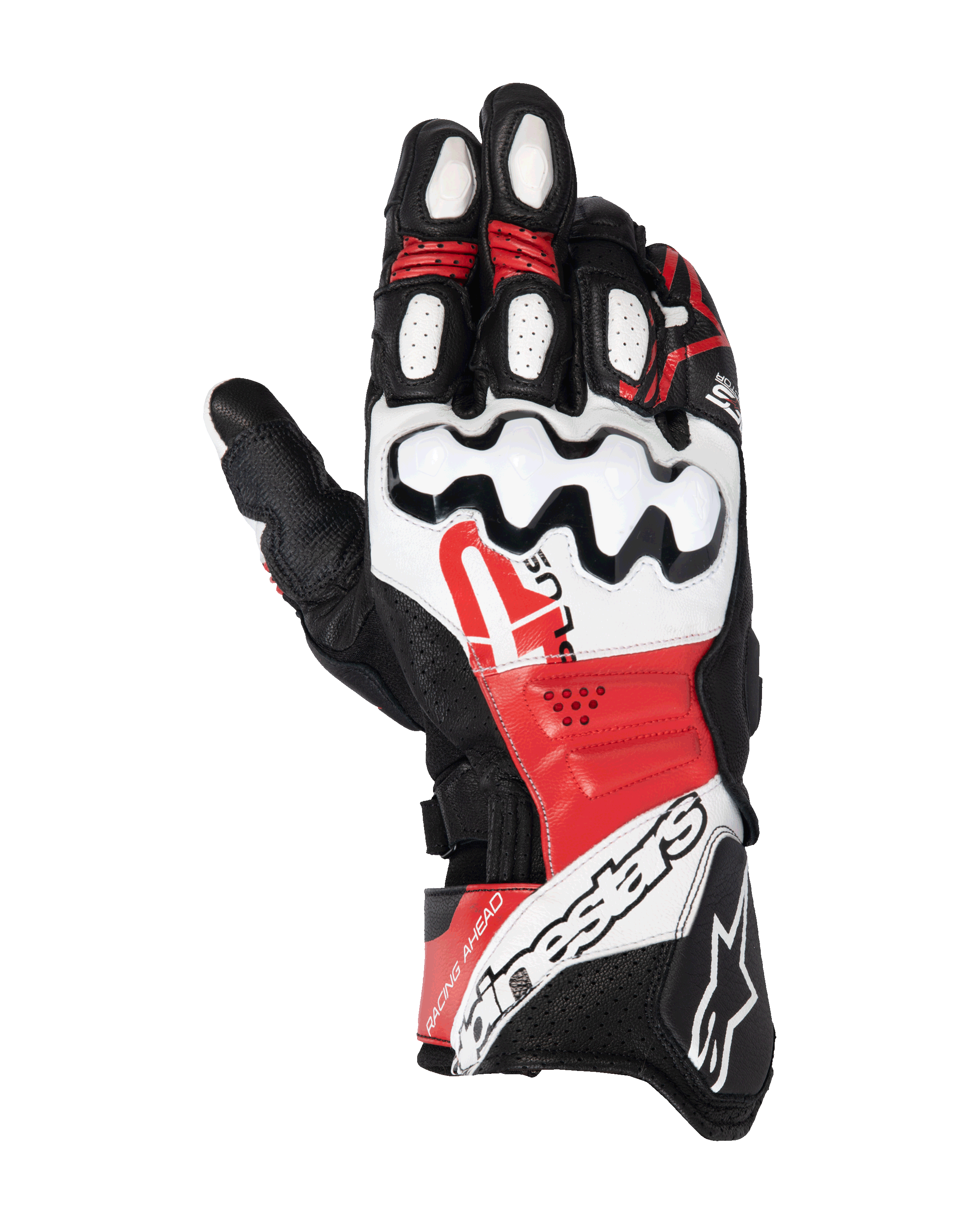 Alpinestars Gp Plus R V3 Leather Gloves - Black/White/Fluro-Red