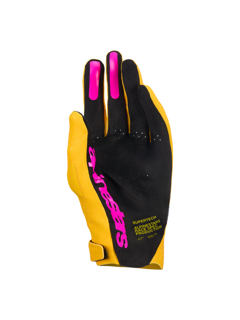 Alpinestars 2026 Supertech MX Gloves - Gold/Black/Pink Fluo - View 2 | Everest Motorcycles