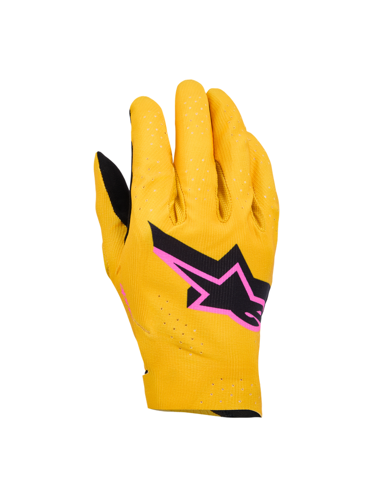Alpinestars 2026 Supertech MX Gloves - Gold/Black/Pink Fluo - View 1 | Everest Motorcycles