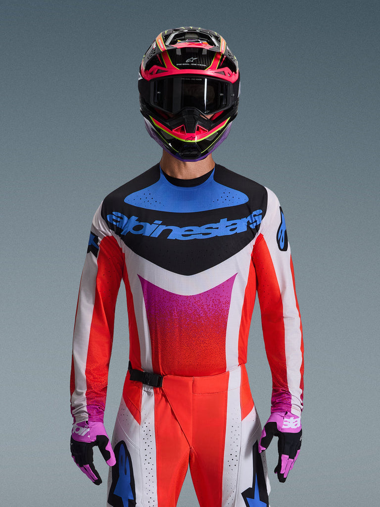 Alpinestars 2026 Techstar Knif Jersey - Light Gray/Orange/Fluro Black - View 3 | Everest Motorcycles