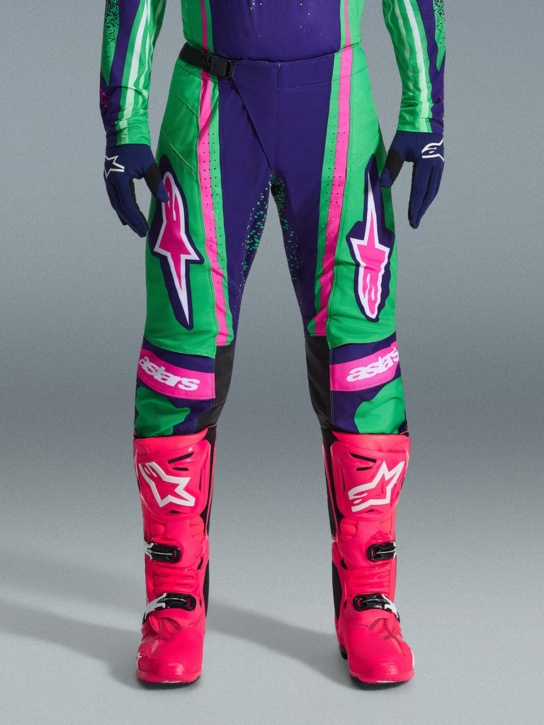 Alpinestars 2026 Techstar Nomur Pants - Deep-Purple/Green/Fluro Pink - View 3 | Everest Motorcycles