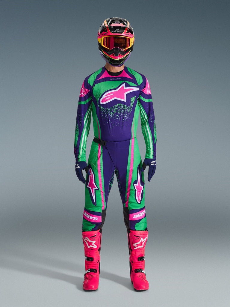 Alpinestars 2026 Techstar Nomur Pants - Deep-Purple/Green/Fluro Pink - View 5 | Everest Motorcycles