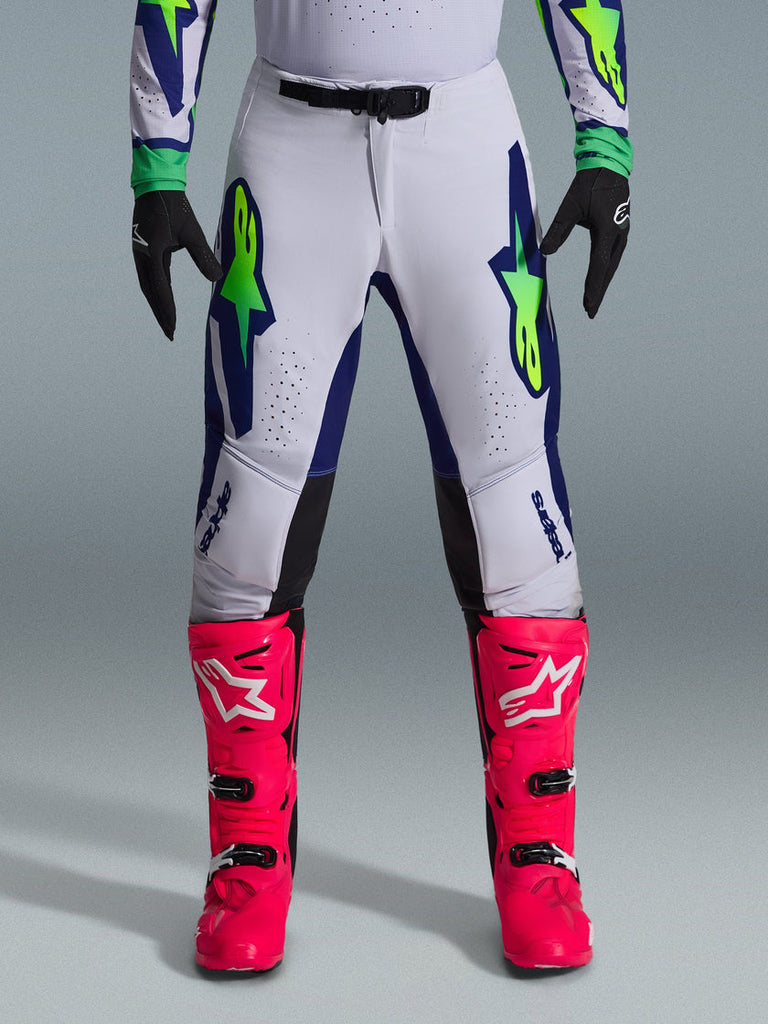 Alpinestars 2026 Supertech Vista Pants -Light Gray/Yellow Fluro/Blue - View 2 | Everest Motorcycles