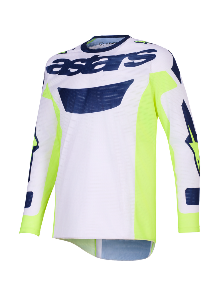 Alpinestars 2026 Racer Air Riway Jersey - Light Gray/ Fluro Yellow/Blue - View 1 | Everest Motorcycles