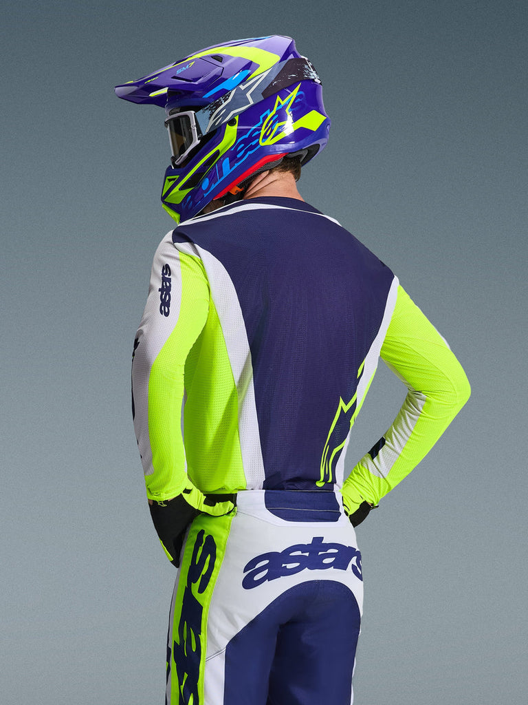 Alpinestars 2026 Racer Air Riway Jersey - Light Gray/ Fluro Yellow/Blue - View 3 | Everest Motorcycles