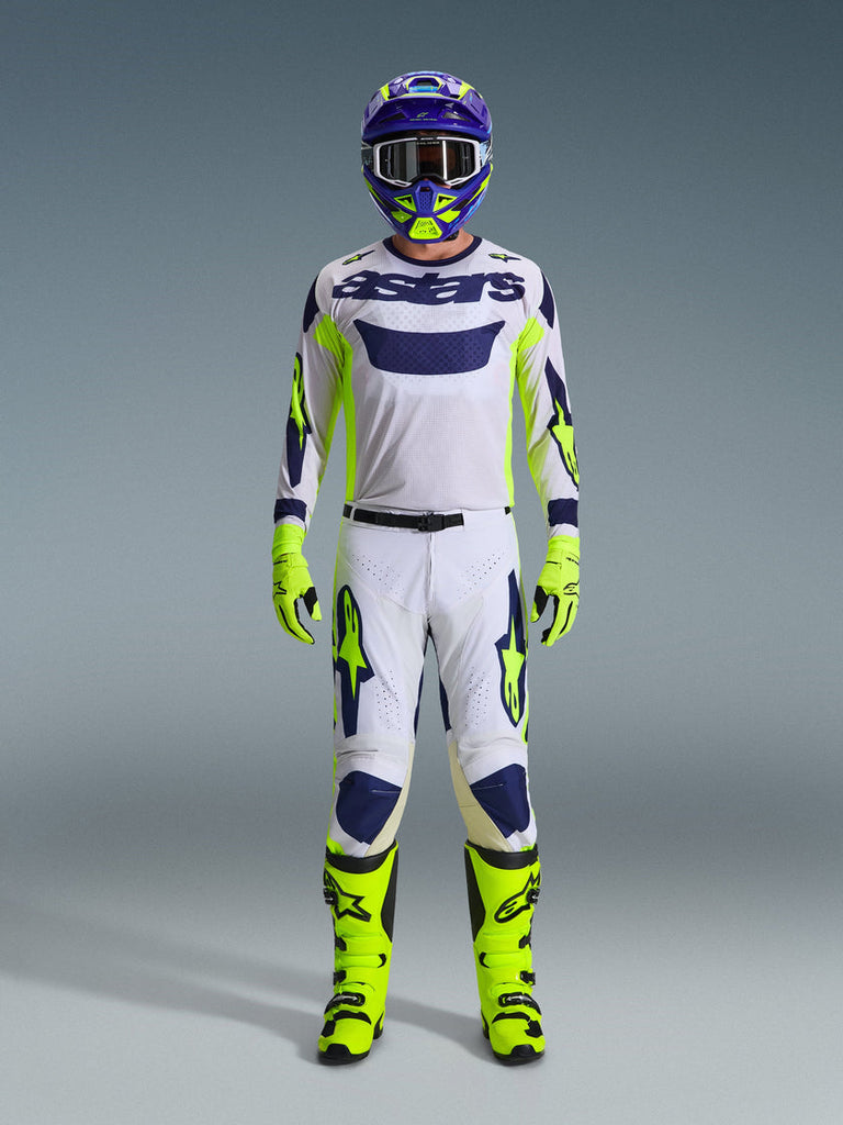 Alpinestars 2026 Racer Air Riway Jersey - Light Gray/ Fluro Yellow/Blue - View 4 | Everest Motorcycles