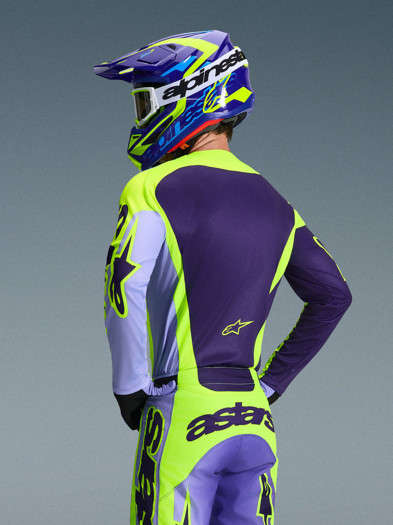 Alpinestars 2026 Racer Portl Jersey - Purple/Fluro Yellow - View 3 | Everest Motorcycles