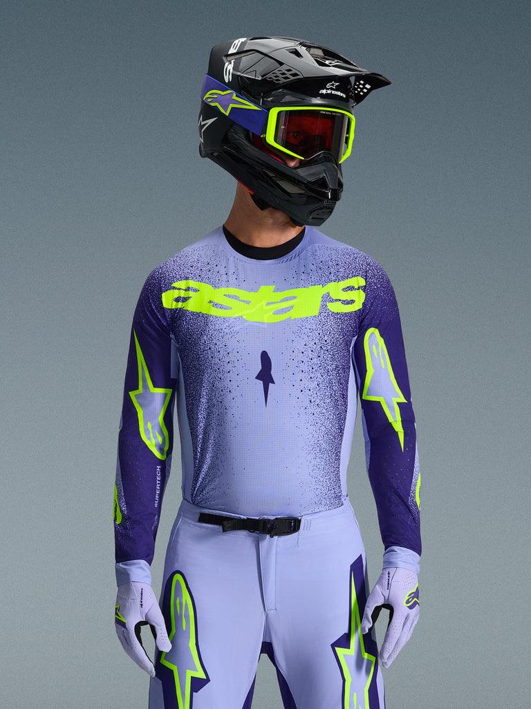 Alpinestars 2026 Supertech Scenz Jersey Purple/Yellow Fluro - View 3 | Everest Motorcycles