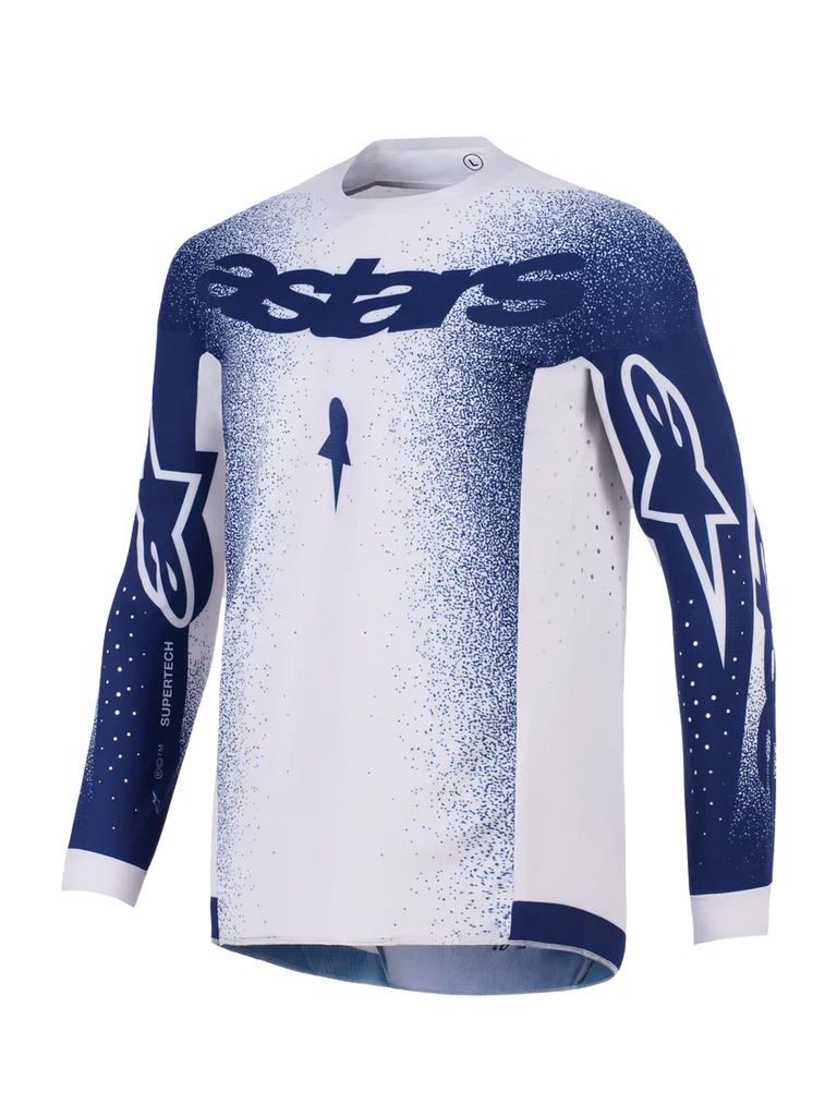 Alpinestars 2026 Supertech Scenz Jersey Light Gray/Dark Blue - View 1 | Everest Motorcycles