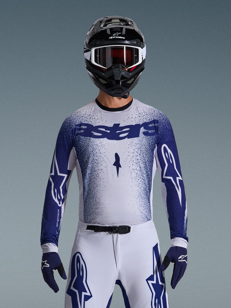 Alpinestars 2026 Supertech Scenz Jersey Light Gray/Dark Blue - View 3 | Everest Motorcycles