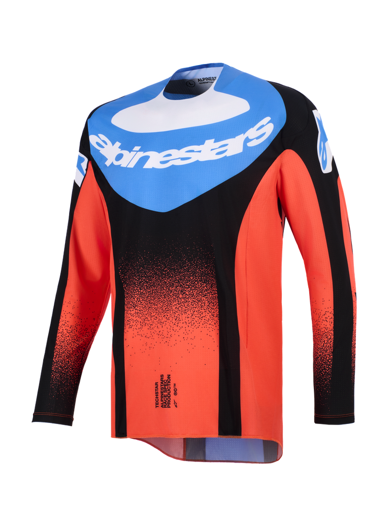 Alpinestars 2026 Techstar Knif Jersey - Orange/Black/Ucla Blue - View 1 | Everest Motorcycles