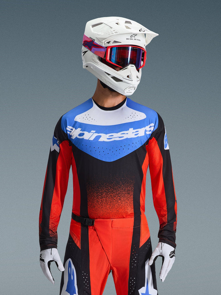 Alpinestars 2026 Techstar Knif Jersey - Orange/Black/Ucla Blue - View 2 | Everest Motorcycles