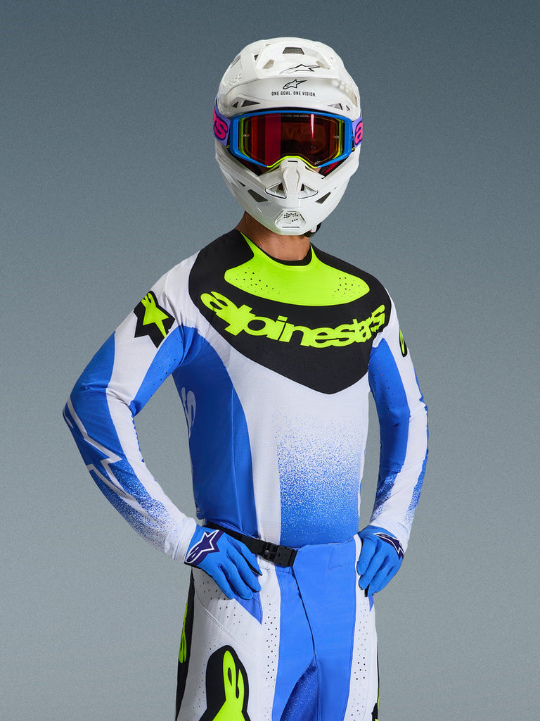 Alpinestars 2026 Techstar Knif Jersey - Ucla Blue/Black/Yellow Fluro - View 4 | Everest Motorcycles