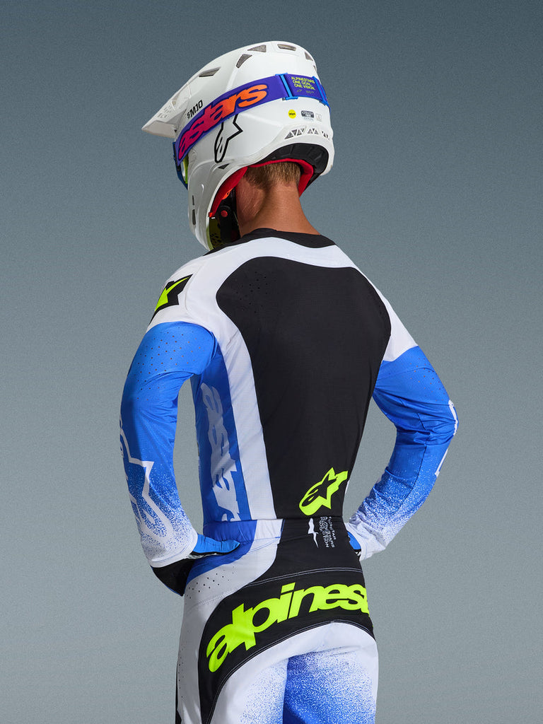 Alpinestars 2026 Techstar Knif Jersey - Ucla Blue/Black/Yellow Fluro - View 5 | Everest Motorcycles