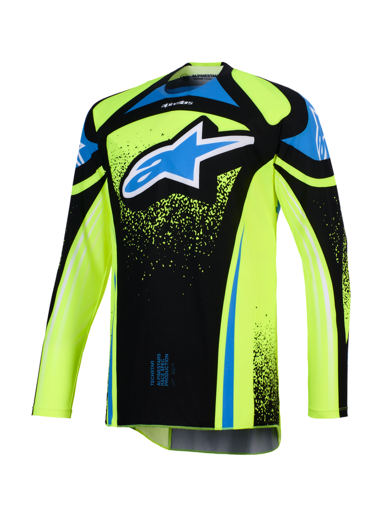 Alpinestars 2026 Techstar Nomur Jersey - Dark Navy/Fluro Yellow/Ucla Blue - View 1 | Everest Motorcycles
