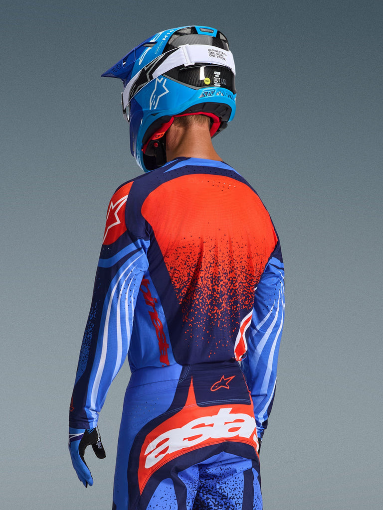 Alpinestars 2026 Techstar Nomur Jersey - Dark Navy/Orange/Ucla Blue - View 3 | Everest Motorcycles