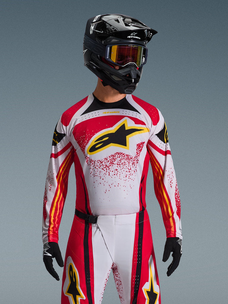 Alpinestars 2026 Techstar Nomur Jersey - Light Gray/Red/Black - View 2 | Everest Motorcycles