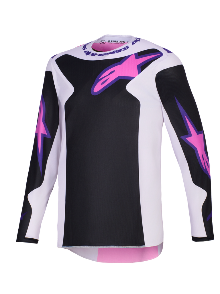 Alpinestars 2026 Fluid Grid Jersey - Black/Light Gray/Purple - View 1 | Everest Motorcycles