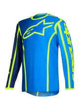 Load image into Gallery viewer, Alpinestars 2026 Fluid Apex Jersey - Blue/Fluro Yellow - View 1 | Everest Motorcycles