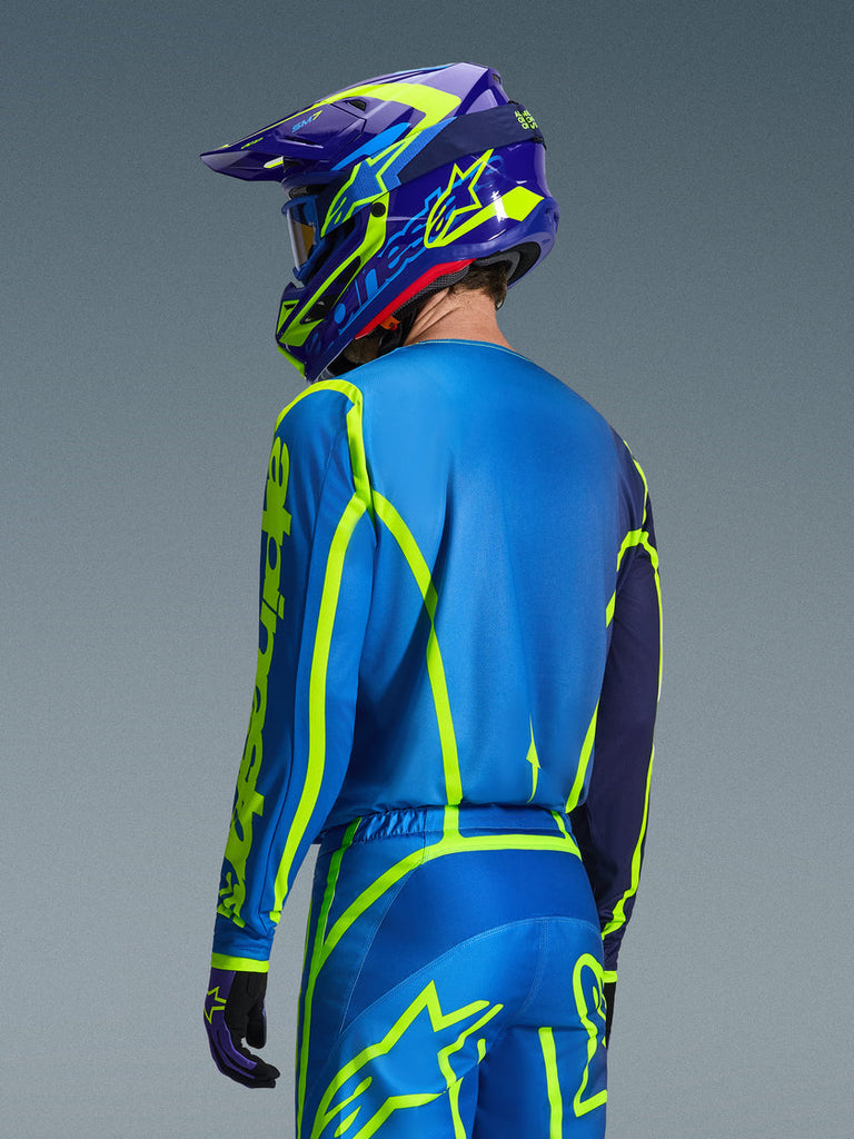 Alpinestars 2026 Fluid Apex Jersey - Blue/Fluro Yellow - View 5 | Everest Motorcycles
