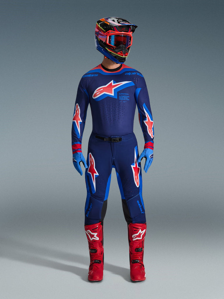 Alpinestars 2026 Supertech Vista Jersey - Dark Navy/Hot Coral/Cobalt - View 5 | Everest Motorcycles