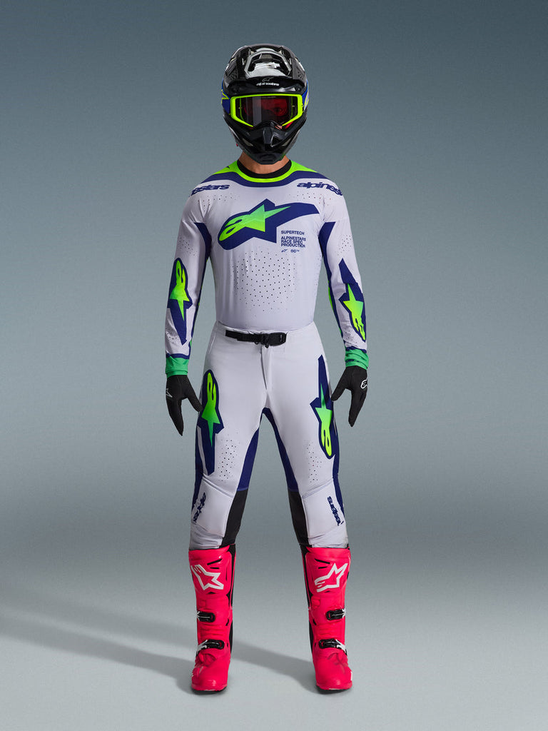 Alpinestars 2026 Supertech Vista Jersey - Light Gray/Fluro Yellow/Blue - View 5 | Everest Motorcycles