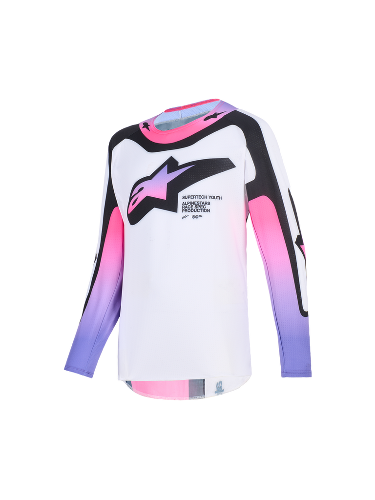 Alpinestars 2026 Youth Supertech Vista Jersey - White/Purple/Black - View 1 | Everest Motorcycles