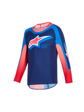 Load image into Gallery viewer, Alpinestars 2026 Youth Supertech Vista Jersey - Dark Navy/Hot Coral/Cobalt | Everest Motorcycles