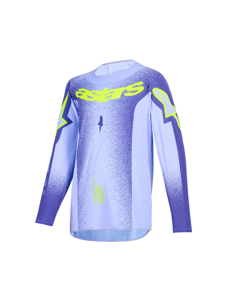Alpinestars 2026 Youth Supertech Scenz Jersey - Purple/Fluro Yellow - View 1 | Everest Motorcycles