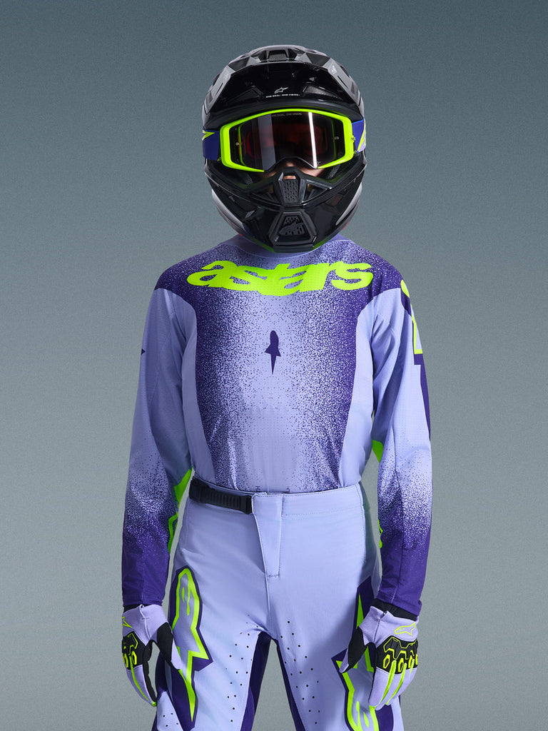 Alpinestars 2026 Youth Supertech Scenz Jersey - Purple/Fluro Yellow - View 2 | Everest Motorcycles