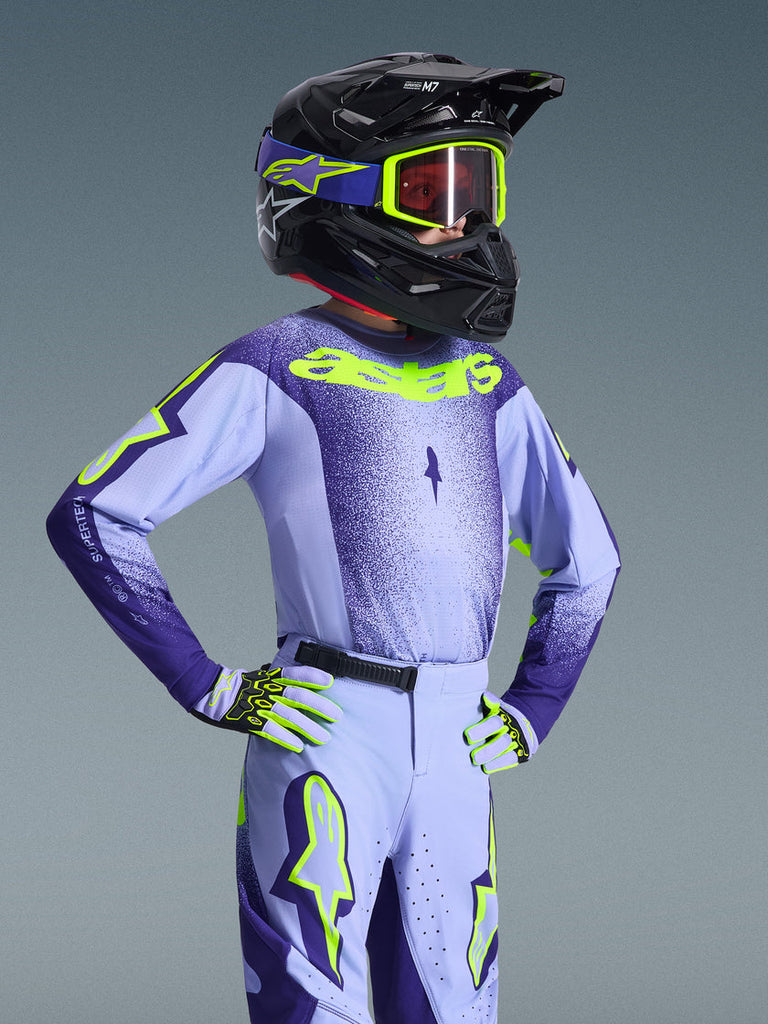 Alpinestars 2026 Youth Supertech Scenz Jersey - Purple/Fluro Yellow - View 3 | Everest Motorcycles