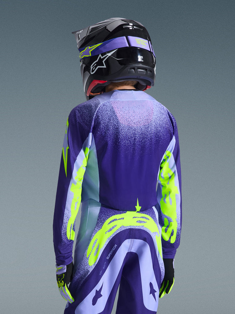 Alpinestars 2026 Youth Supertech Scenz Jersey - Purple/Fluro Yellow - View 4 | Everest Motorcycles