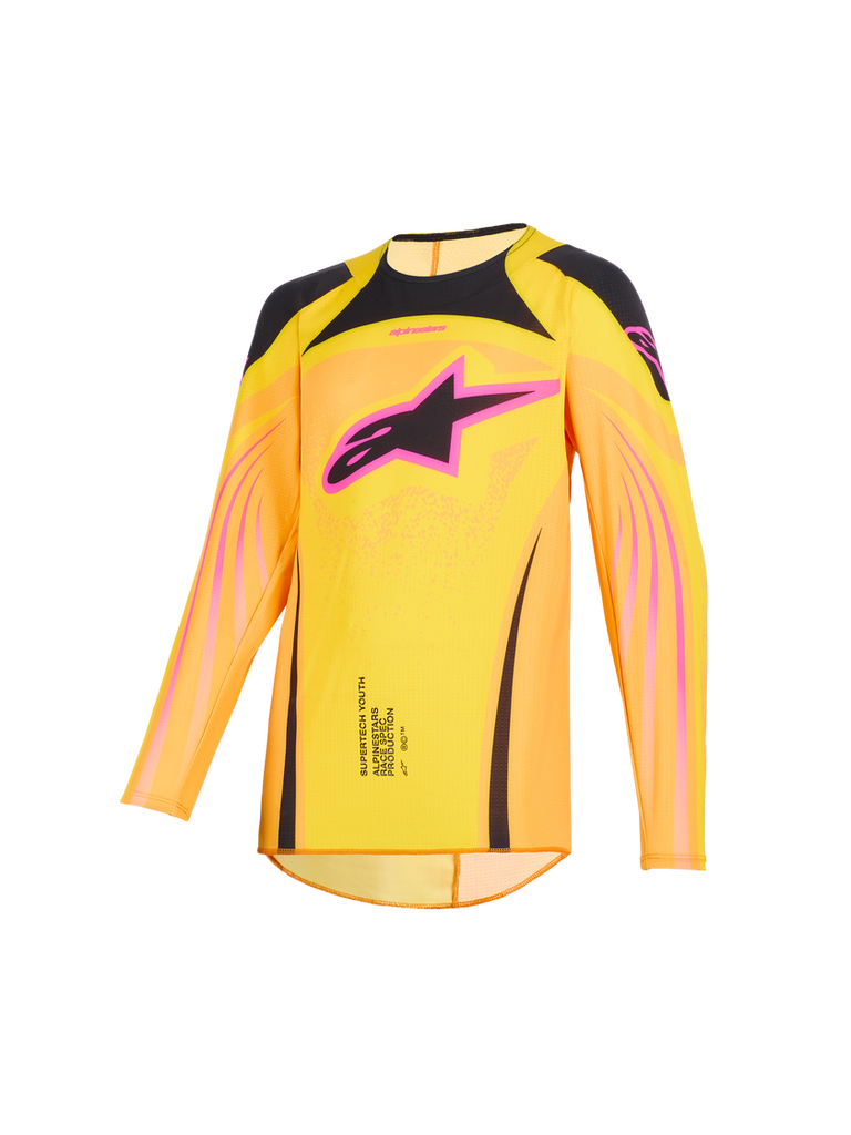 Alpinestars 2026 Youth Supertech Nomur Jersey - Orange/Yellow/Pink - View 1 | Everest Motorcycles
